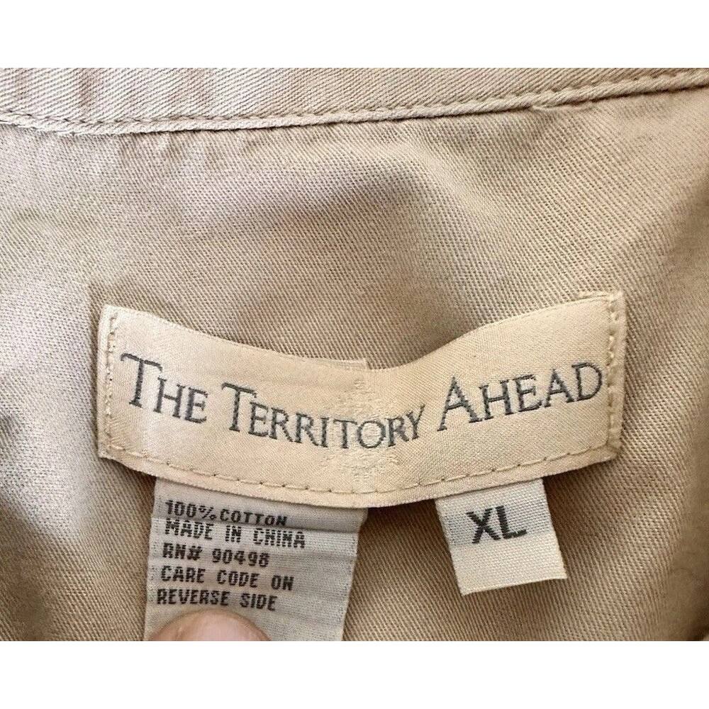 The Territory Ahead XL Safari Shirt Mens Khaki Long Sleeve Cotton